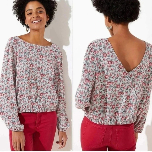 Loft Paisley Wrap Back Cropped Top Size L - Picture 11 of 11